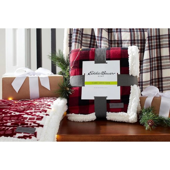 Red Check Reversible Sherpa Fleece Bedding Buffalo Plaid Home Decor All Seasons - Picture 9 of 13